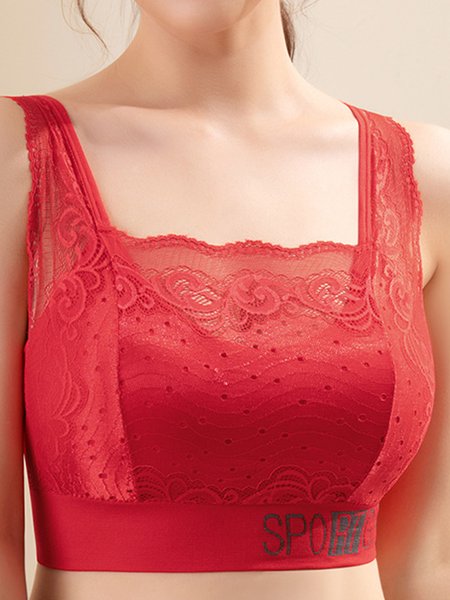 

Sexy Lace No Steel Rings Beautiful Back Wrap Underwear, Red, Bra & Bra Sets