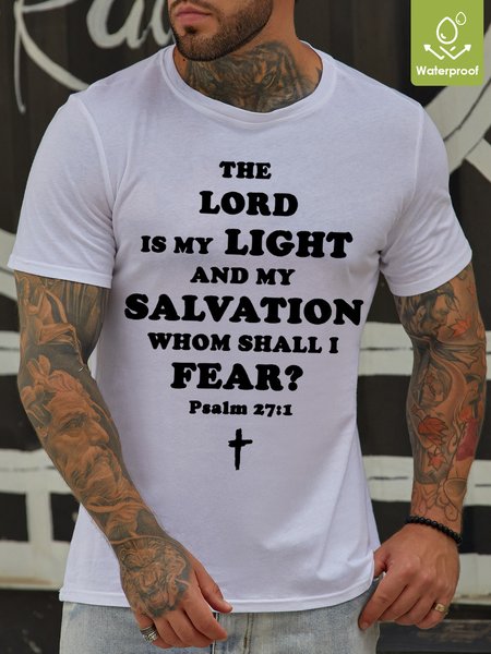 

The Lord Is My Light Waterproof Oilproof And Stainproof Fabric Men's T-Shirt, White, T-shirts