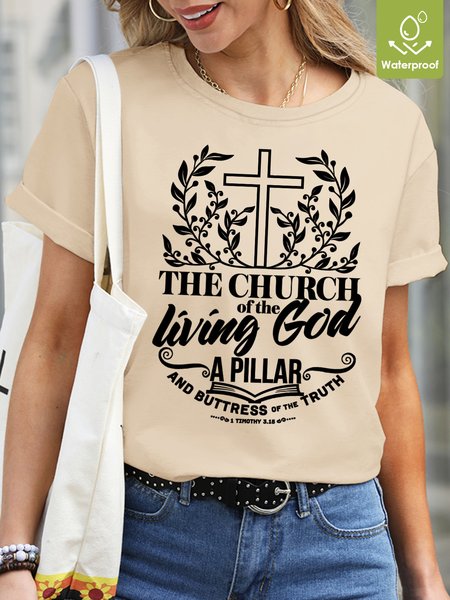 

The Church Of The Living God Waterproof Oilproof And Stainproof Fabric Women‘s T-Shirt, Apricot, T-shirts