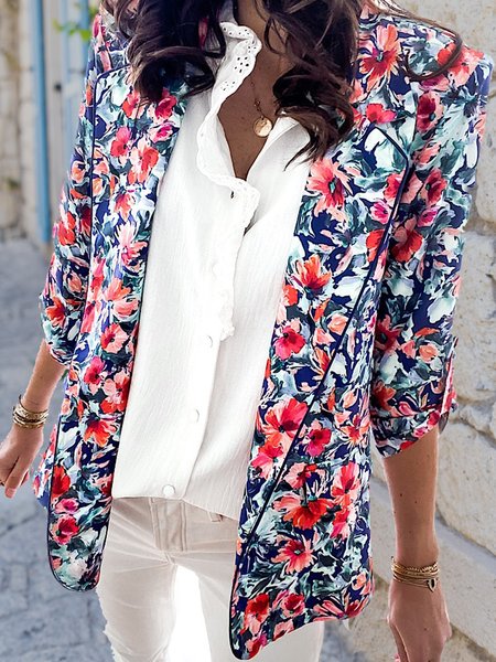 

Floral Casual Regular Fit Blazer, Red, Blazers