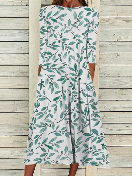 

Leaf Casual Regular Fit Dresses, White, Midi Dresses