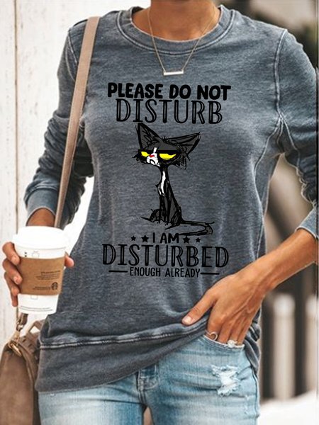 

Womens Please Do Not Disturb Letters Regular Fit Sweatshirt, Gray, Hoodies&Sweatshirts
