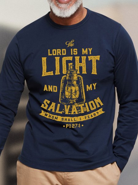 

Lord Is My Light And My Salvation Men's Long Sleeve T-Shirt, Deep blue, Long Sleeves