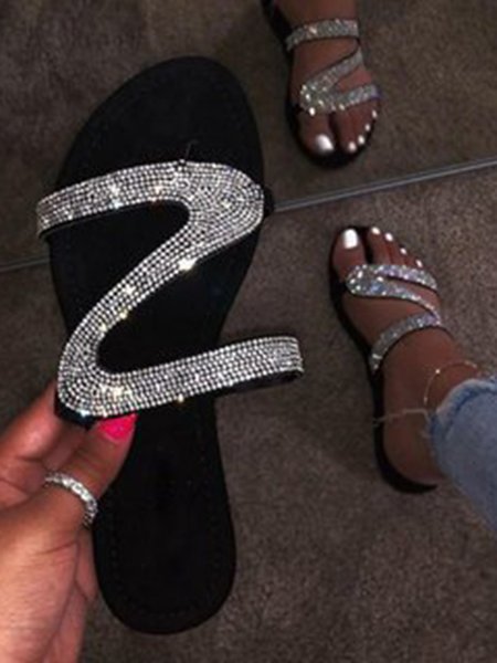 

Rhinestone S Letter Sexy Sandals, Silver, Sandals & Slippers