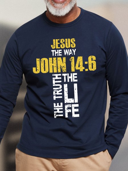 

Jesus The Way The Truth The Life Men's Long Sleeve T-Shirt, Deep blue, Long Sleeves