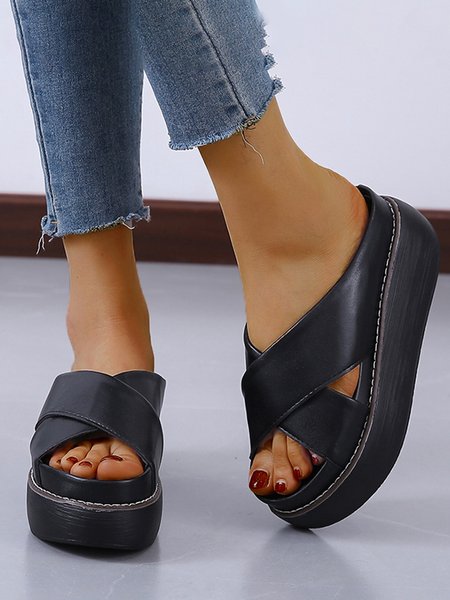 

Vintage Platform Slipper Sandals, Black, Sandals & Slippers