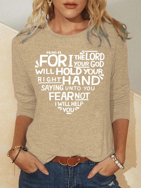 

For I The Lord Your God Will Hold Your Right Hand Women's Long Sleeve T-Shirt, Khaki, Long sleeves