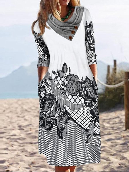 

Cross Neck Casual Regular Fit Dresses, Black-white, Dresses