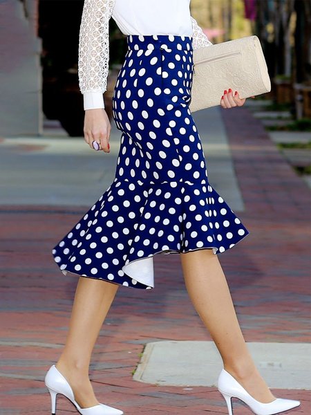 

Elegant Polka Dots Tight Skirt, Blue, Mini Skirts