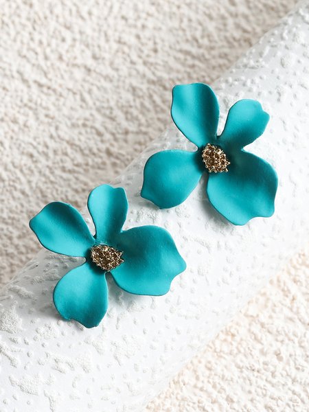 

Casual Versatile Bionic Flower Earrings Dress Jewelry, Green, Earrings