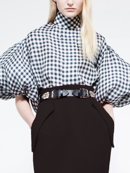 

Urban Regular Fit Plaid Half Sleeve Top, Black-white, Tops