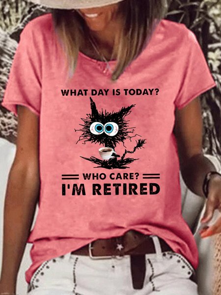 

Womens Funny Retired Crew Neck T-Shirt, Red, T-shirts
