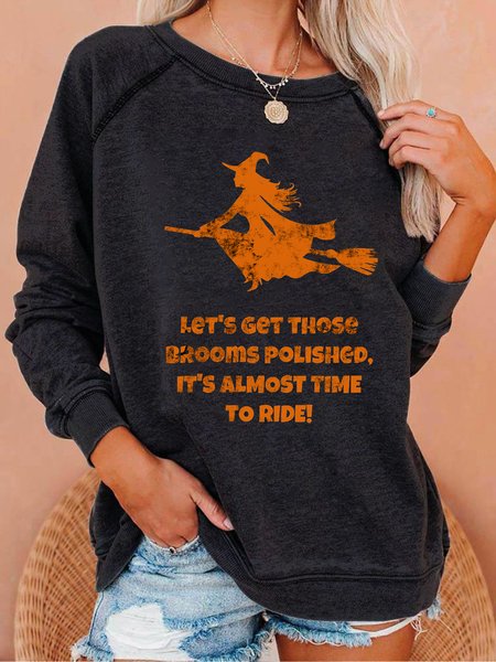 Women Funny Graphic Flip My Witch Switch Halloween Sweatshirts, Black, Hoodies&Sweatshirts