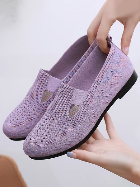 

Casual Plain All Season Wearable Flat Heel Closed Toe Mesh Fabric Fabric Slip On Flats for Women, Purple, Flats