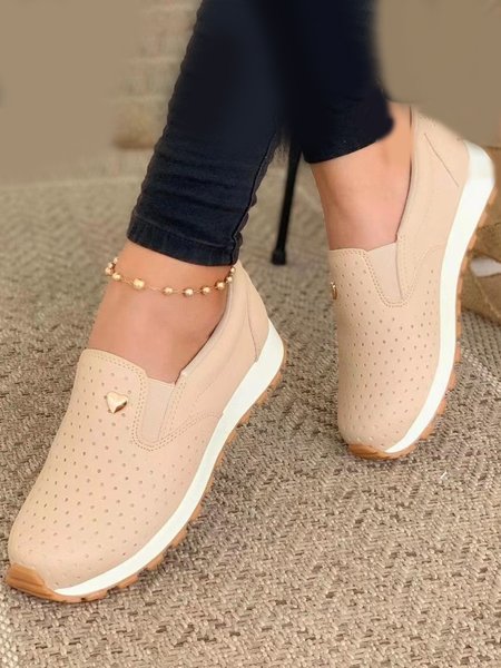 

Comfortable Soft Sole Non-Slip Thick Sole Athletic Shoes, Apricot, Sneakers