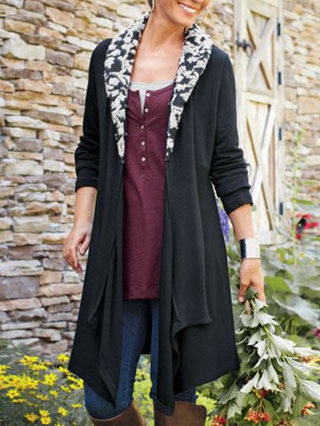

Wrap Casual Lace decoration Coat, Black, Cardigans