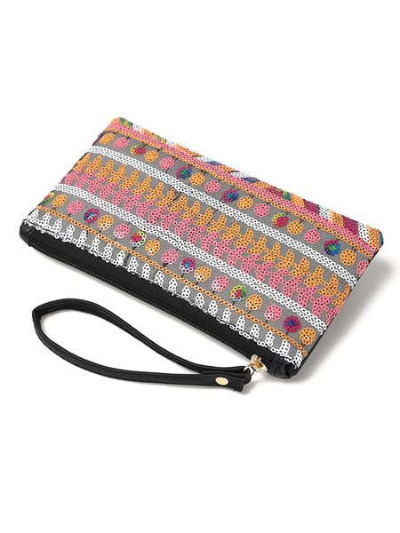 

Ethnic Geometric Sequin Sequin Wallet Clutch, Color2, Bags