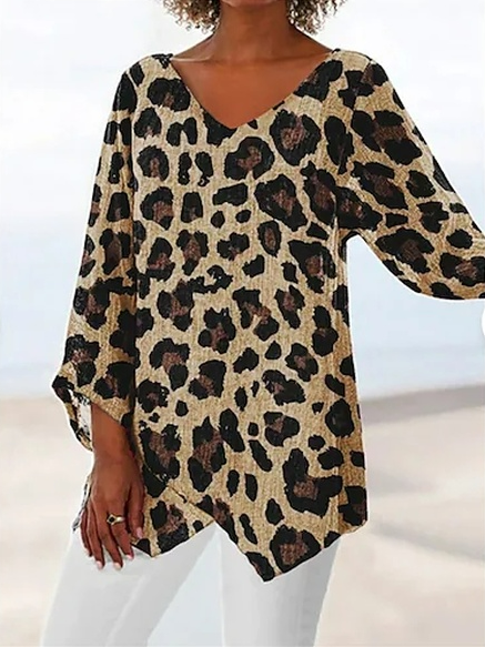 

Leopard Casual V Neck Tops, Multicolor, Shirts & Blouses