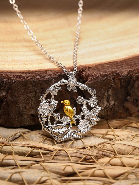 

Ethnic Retro Bionic Bird Branch Flower Necklace Sweater Chain Skirt Jewelry, Silver, Necklaces