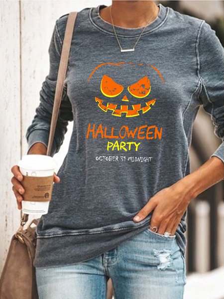 

Women Halloween Pumpkin Light Letters Sweatshirts, Gray, Hoodies&Sweatshirts