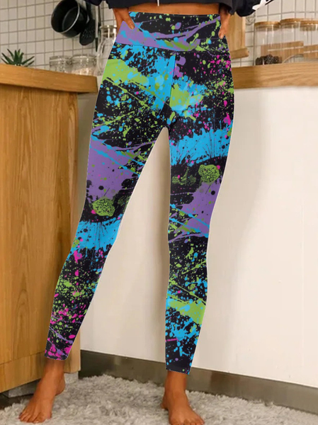 

Women Colorful Texture Casual Regular Fit Leggings, As picture, Leggings