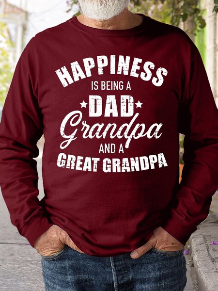 

Mens Happiness is being a dad, grandpa and great grandpa Crew Neck Sweatshirt, Red, Hoodies&Sweatshirts