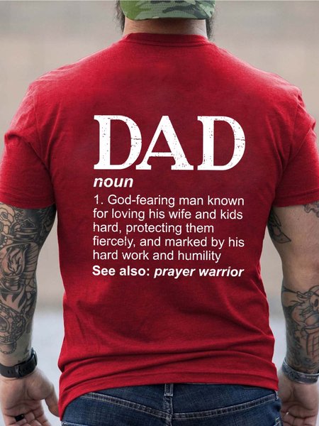Men Father Family Kids Wife Text Letters T-Shirt, Red, T-shirts