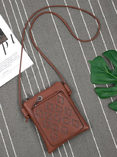

Casual Plain All Season Daily Rivet PU Pu Standard Square Shoulder Bag for Women, Coffee, Bags