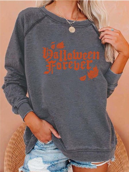 

Women Halloween Happy Crazy Letters Casual Sweatshirts, Gray, Hoodies&Sweatshirts