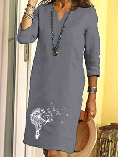 

V Neck Casual Dandelion Dresses, Gray, Dresses