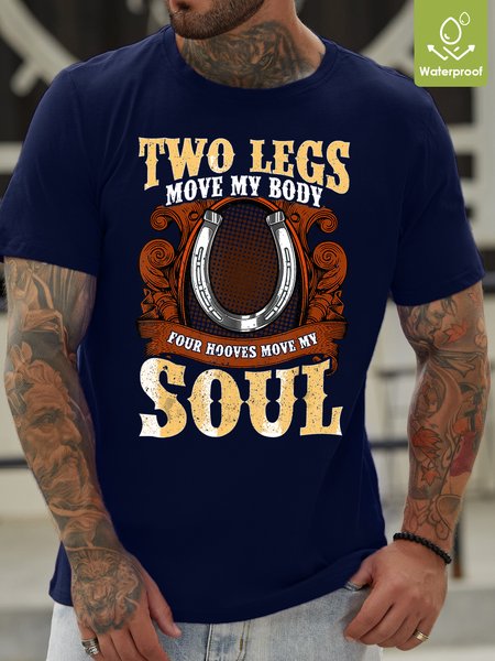 

Text Letters Waterproof Oilproof And Stainproof Fabric T-Shirt, Dark blue, T-shirts