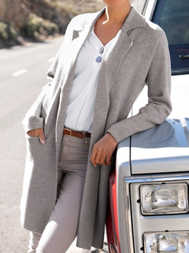 

Casual Wool/Knitting Sweater Coat, Gray, Sweaters