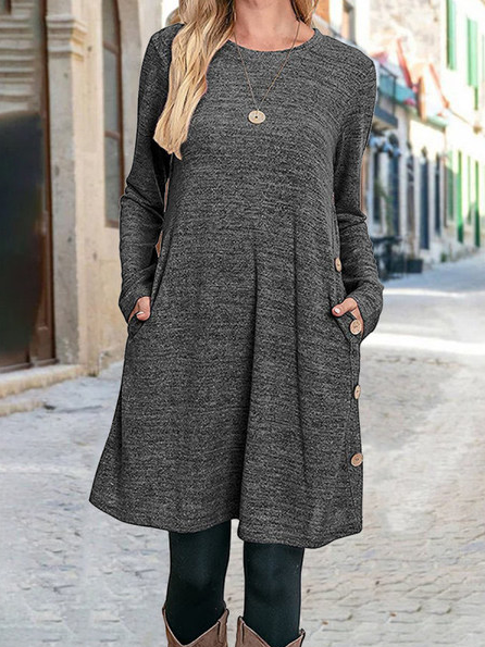 

Casual Loose Crew Neck Dresses, Gray, Dresses