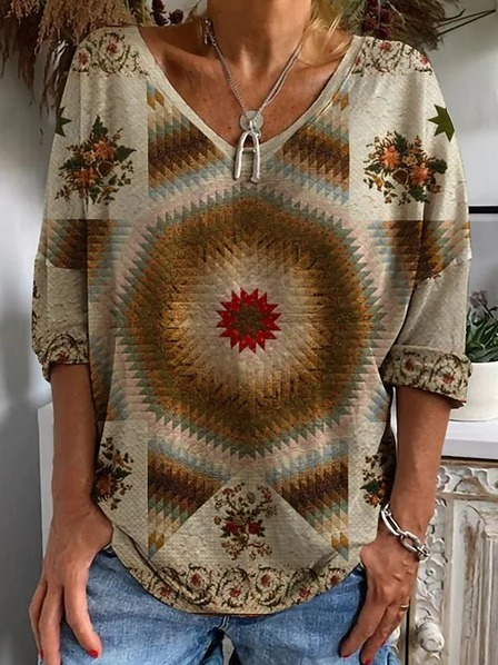 

Loose Casual Ethnic Tops, Multicolor, Shirts & Blouses