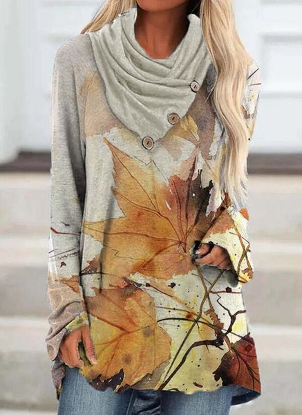 

Loose Leaf Cotton-Blend T-Shirt, Multicolor, Shirts & Blouses