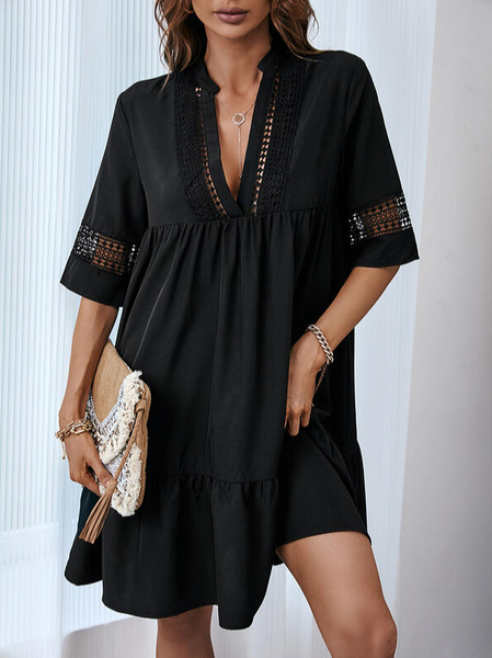 

Deep V Neck Urban Lace Dresses, Black, Dresses
