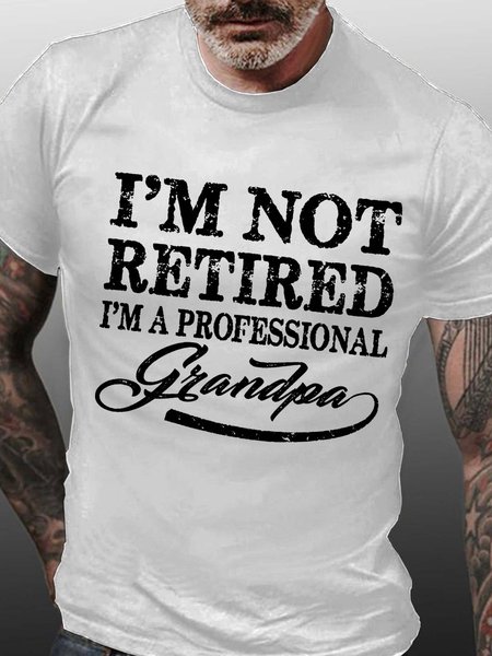 

Men Retired Grandpa Letters Casual T-Shirt, White, T-shirts