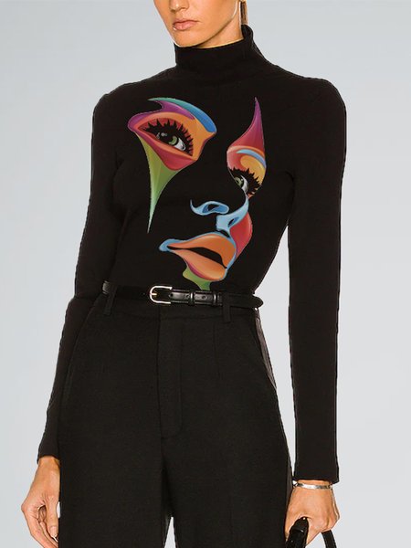 

Urban Long Sleeve Turtleneck T-Shirt, Black, Tees