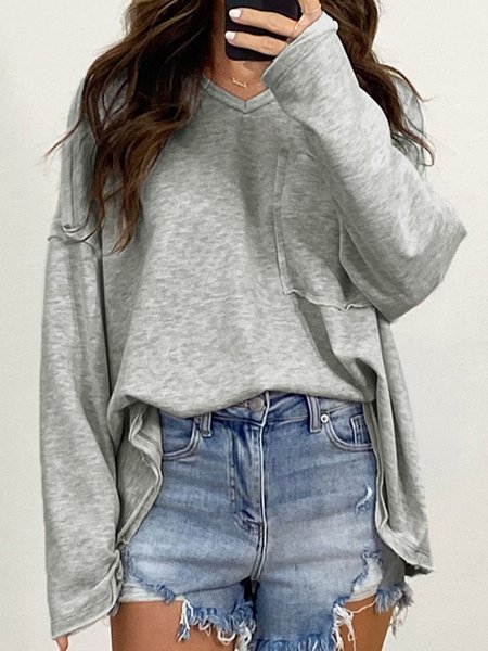

Loose Pullover plain sweater plus size, Gray, Sweatshirts & Hoodies