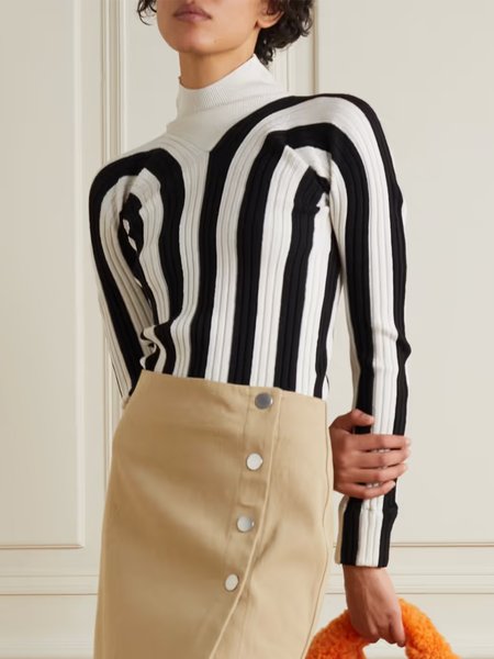 

Urban Long Sleeve Striped Sweater, Black-white, Sweaters