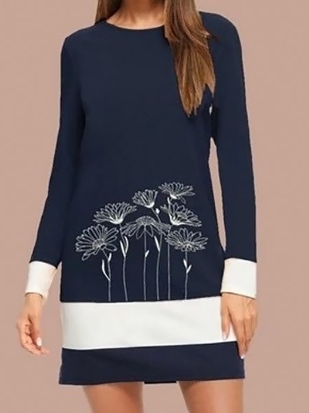 

Regular Fit Floral Dresses, Dark blue, Dresses