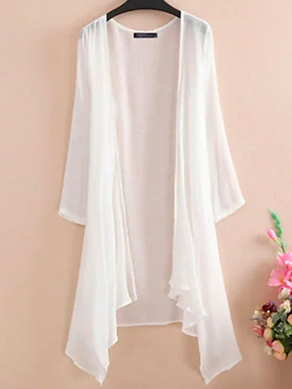 

JFN Casual Chiffon Inregular Hem Cardigan, White, Cardigans