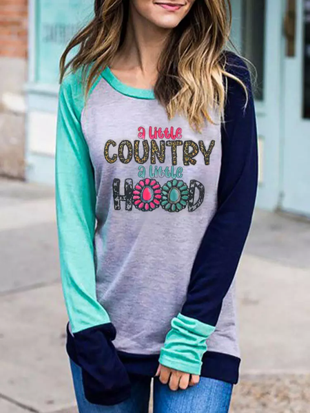 

Crew Neck Raglan Sleeve Casual Text Letters T-Shirt, Multicolor, T-Shirts