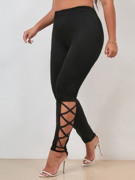 

Plain Casual Tight Leggings, Black, Leggings