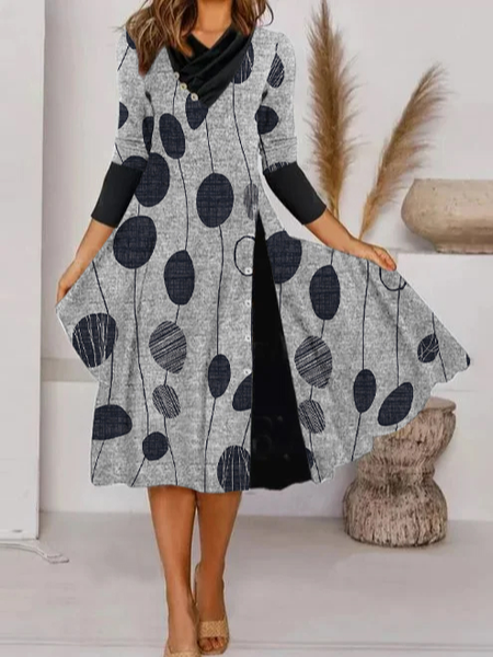 

Casual Regular Fit Polka Dots Dresses, Gray, Dresses