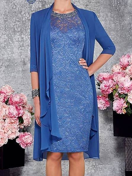 

Casual Lace Two Piece Sets, Blue, Dresses