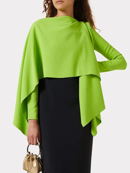 

Regular Fit Plain Boat Neck Elegant Top, Green, Blouses and Shirts