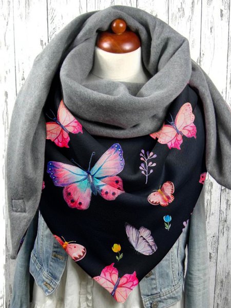 

Bionic Butterfly Print Pattern Triangle Scarf Autumn and Winter Warmth, Black, Women Scarves & Shawls