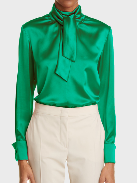 

Green Regular Fit Long sleeve Stand Collar Urban Tops, Blouses and Shirts