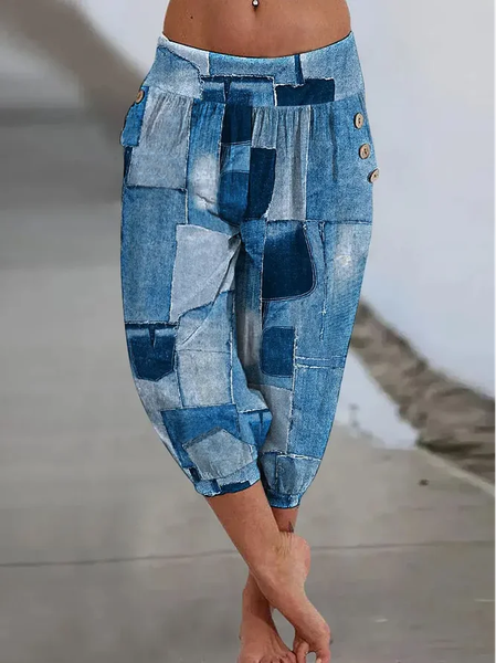 

Geometric Loose Casual Pants, Multicolor, Pants